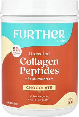 Further Food, Grass Fed Collagen Peptides + Reishi Mushroom, Kollagenpeptide von grasgefütterten Kühen + Reishi-Pilze, S...