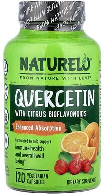 Thumbnail - NATURELO, Quercetin With Citrus Bioflavonoids, Quercetin mit Zitrus-Bioflavonoiden, 120 pflanzliche Kapseln