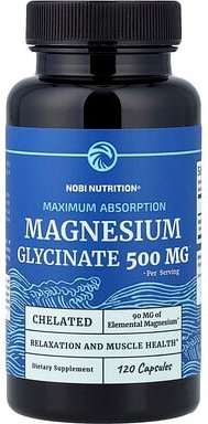 Nobi Nutrition, Magnesium Glycinate, Magnesiumglycinat, maximale Aufnahme, 120 Kapseln (250 mg pro Kapsel)