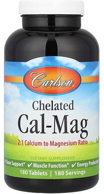 Carlson, Chelatiertes Cal-Mag, 180 Tabletten