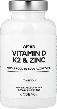 Thumbnail - Codeage, Amen, Vitamin D, K2 & Zinc, Vitamin D, K2 und Zink, 60 pflanzliche Kapseln