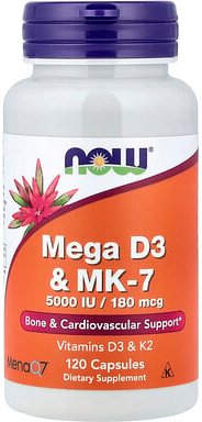 Thumbnail - NOW Foods, Mega D3 & MK-7, Vitamin D3 und MK-7, 120 Kapseln