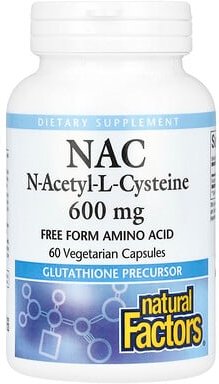 Natural Factors, NAC N-Acetyl-L-Cystein, 600 mg, 60 vegetarische Kapseln