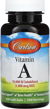 Carlson, Vitamin A, 3.000 mcg RAE (10.000 IU), 250 Weichkapseln