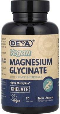 Deva, Vegan Magnesium Glycinate With Trace Minerals, veganes Magnesiumglycinat mit Spurenelementen, 90 Tabletten