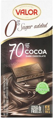 Valor, 0% Zuckerzusatz, 70% Zartbitterschokolade, 100 g (3,5 oz)
