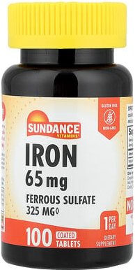 Sundance Vitamins, Iron, Eisen, 65 mg, 100 beschichtete Tabletten