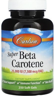 Thumbnail - Carlson, Super Beta Carotin, Super-Beta-Carotin, 7.500 mcg RAE (25.000 IU), 250 Weichkapseln