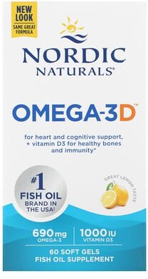 Thumbnail - Nordic Naturals, Omega-3D, Omega-3-Fischöl mit Vitamin D, Zitrone, 60 Weichkapseln