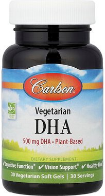 Carlson, Vegetarisches DHA, 500 mg, 30 vegetarische Weichkapseln