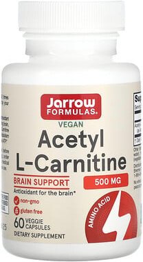 Jarrow Formulas, Acetyl-L-Carnitin, 500 mg, 60 pflanzliche Kapseln
