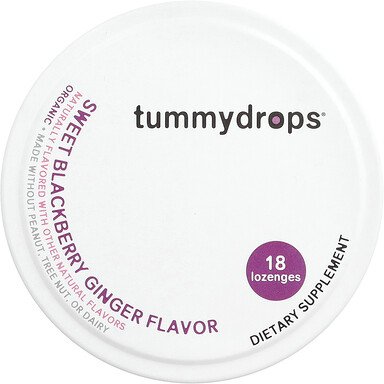 Tummydrops, Bio-Tropfen, süßer Brombeer-Ingwer, 18 Lutschtabletten