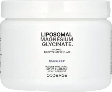 Codeage, Liposomal Magnesium Glycinate Powder, liposomales Magnesiumglycinatpulver, geschmacksneutral, 85,2 g (3 oz.)