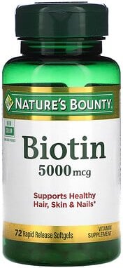 Nature's Bounty, Biotin, 5.000 mcg, 72 Weichkapseln mit schneller Freisetzung