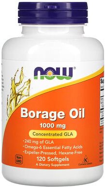 NOW Foods, Borretschöl, höchste GLA-Konzentration, 1000 mg, 120 Weichkapseln