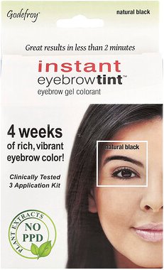 Godefroy, Instant Eyebrow Tint, natürliches Schwarz, 3er-Set für die Augenbrauen