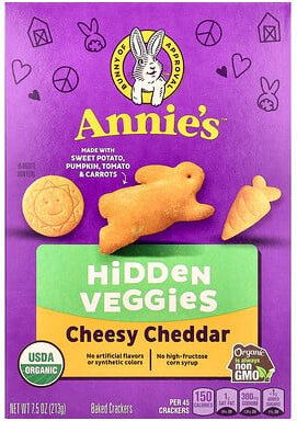 Thumbnail - Annie's Homegrown, Cheesy Cheddar Baked Crackers, gebackene Cracker mit Cheesy Cheddar, verstecktes Gemüse, 213 g (7,5 o...