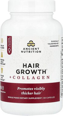 Ancient Nutrition, Hair Growth + Collagen, Haarwachstum + Kollagen, 60 Kapseln
