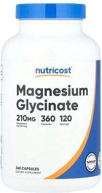 Nutricost, Magnesium Glycinate, Magnesiumglycinat, 360 Kapseln (70 mg pro Kapsel)