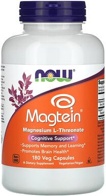 NOW Foods, Magtein®, Magnesium-L-Threonat, 180 pflanzliche Kapseln