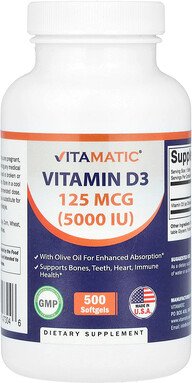 Vitamatic, Vitamin D3, 125 mcg (5.000 IU), 500 Weichkapseln