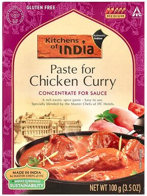 Kitchens of India, Paste For Chicken Curry, Paste für Hühnchen-Curry, Konzentrat für Sauce, mittel, 100 g (3,5 oz.)