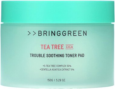 Bringgreen, Tea Tree Cica, Beruhigendes Tonerpad für Probleme, 150 g (5,29 oz.)