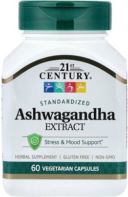 21st Century, Standardized Ashwagandha Extract, Ashwagandha-Extrakt, standardisiert, 60 pflanzliche Kapseln (500 mg pro ...