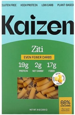 Kaizen, Ziti, glutenfrei, proteinreich, kohlenhydratarm, pflanzlich, noch weniger Kohlenhydrate, 226 g (8 oz.)
