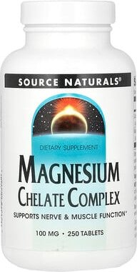 Source Naturals, Magnesium Chelatkomplex, 100 mg, 250 Tabletten
