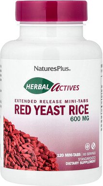 NaturesPlus, Herbal Actives, Red Yeast Rice, pflanzliche Wirkstoffe, Rotschimmelreis, 120 Mini-Tabs (300 mg pro Tab)
