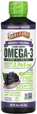 Barlean's, Seriously Delicious, Omega-3 aus Leinöl, Brombeer-Smoothie, 2.968 mg, 454 g (16 oz.)