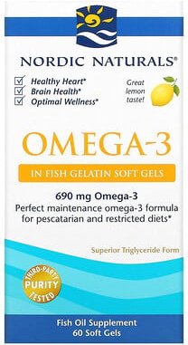 Thumbnail - Nordic Naturals, Omega-3, Omega-3, Zitrone, 60 Weichkapseln aus Fischgelatine (345 mg pro Weichkapsel)