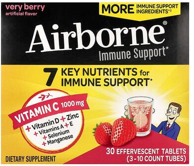 Thumbnail - AirBorne, Ergänzungsmittel zur Unterstützung des Immunsystems, Very Berry, 3 Tuben, je 10 Brausetabletten