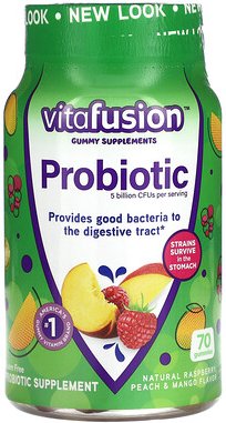 Thumbnail - VitaFusion, Probiotische Fruchtgummis, natürliche Himbeere, Pfirsich und Mango, 5 Milliarden KBE, 70 Fruchtgummis