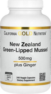 California Gold Nutrition, New Zealand Green-Lipped Mussel Plus Ginger Extract, Neuseeländische Grünschalmuschel mit Ing...