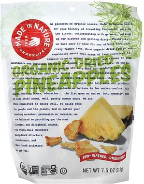 Made in Nature, Organic Dried Pineapples, Sun-Ripened, getrocknete Bio-Ananas, sonnengereift, ungeschwefelt, 213 g (7,5 ...
