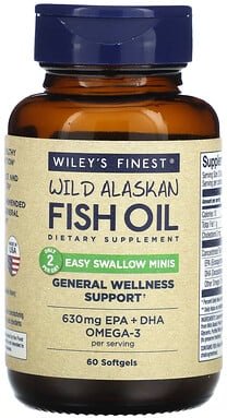 Wiley's Finest, Wild Alaskan Fish Oil, Easy Swallow Minis, 60 Weichkapseln