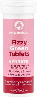 Amazing Grass, Fizzy Green Tablets, Hydrate, grüne Brausetabletten, Hydrat, Erdbeerlimonade, 10 Tabletten