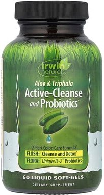 Irwin Naturals, Aloe & Triphala Active-Cleanse mit Probiotinen, Aktiv-Reinigung, 60 weich-flüssige Gelkapseln