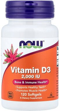 NOW Foods, Vitamin D3, 2.000 IU, 120 Weichkapseln