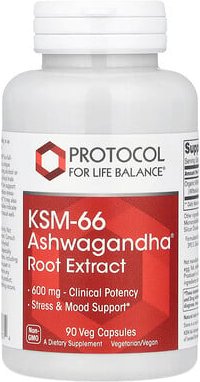 Protocol for Life Balance, KSM-66 Ashwagandha® Root Extract, Ashwagandha®-Wurzelextrakt, 600 mg, 90 pflanzliche Kapseln