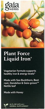 Gaia Herbs, Plant Force Liquid Iron, pflanzliches Eisenpräparat in flüssiger Form, 473 ml (16 fl. oz.)