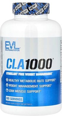 EVLution Nutrition, CLA1000®, Stimulanzienfreie Unterstützung bei der Gewichtskontrolle, 180 Weichkapseln (1.000 mg pro ...