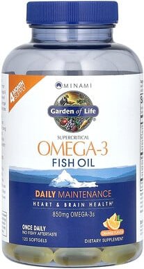 Minami Nutrition, Supercritical Omega-3 Fish Oil, überkritisches Omega-3-Fischöl, Orange, 850 mg, 120 Weichkapseln