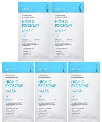Neogen, High G Exosome Beauty Mask, hochwirksame Exosomen-Maske, aufhellend, 5er Pack, je 39 g (1,37 oz.).