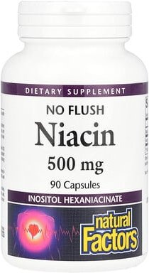 Natural Factors, Niacin, No Flush, Niacin, ohne Flush-Effekt, 500 mg, 90 Kapseln