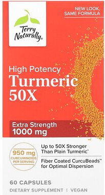 Thumbnail - Terry Naturally, Turmeric 50X, Kurkuma 50X, hohe Wirksamkeit, 60 Kapseln (500 mg pro Kapsel)