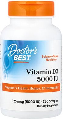 Thumbnail - Doctor's Best, Vitamin D3, 125 mcg (5.000 IU), 360 Weichkapseln