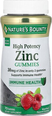 Nature's Bounty, Zinc Gummies, Zink-Fruchtgummis, hohe Potenz, gemischte Beeren, 70 Fruchtgummis (15 mg pro Fruchtgummi)